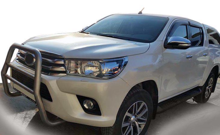 Передняя защита QT007 CAN для Toyota Hilux 2015- гг. нержавеющая сталь Хром