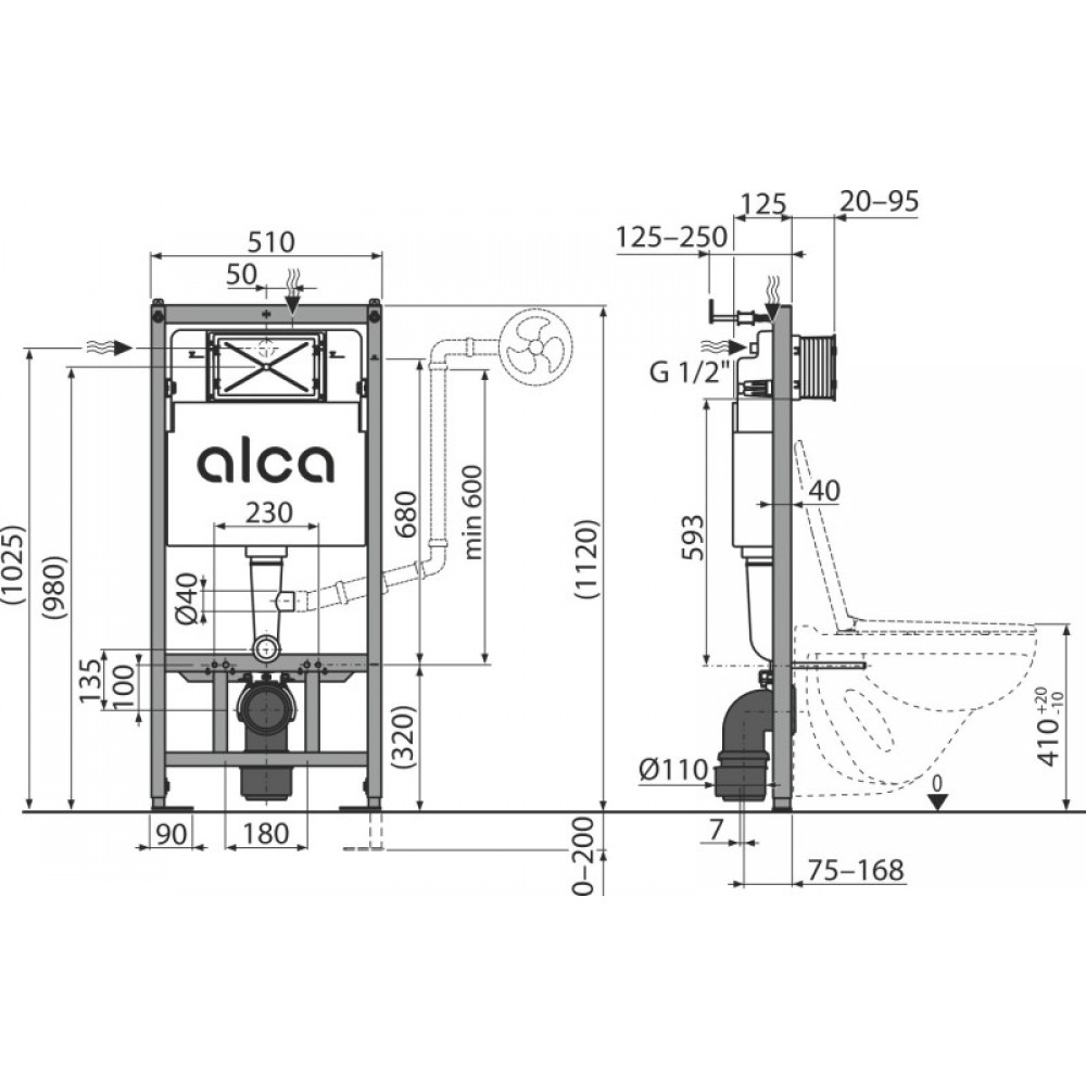 Установка AlcaPlast AM101/1120+ с унитазом Qtap Robin Ultra Quiet (AM101/1120+QT13332381AW) - фото 2