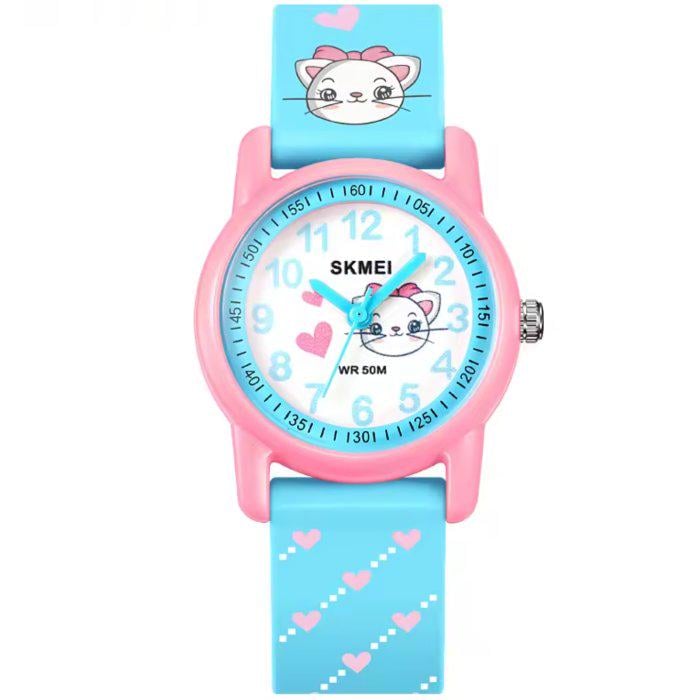 Годинник дитячий Skmei Kitty з полікарбонату 29,8х9,9 мм Рожево-блакитний (150-96-2193)