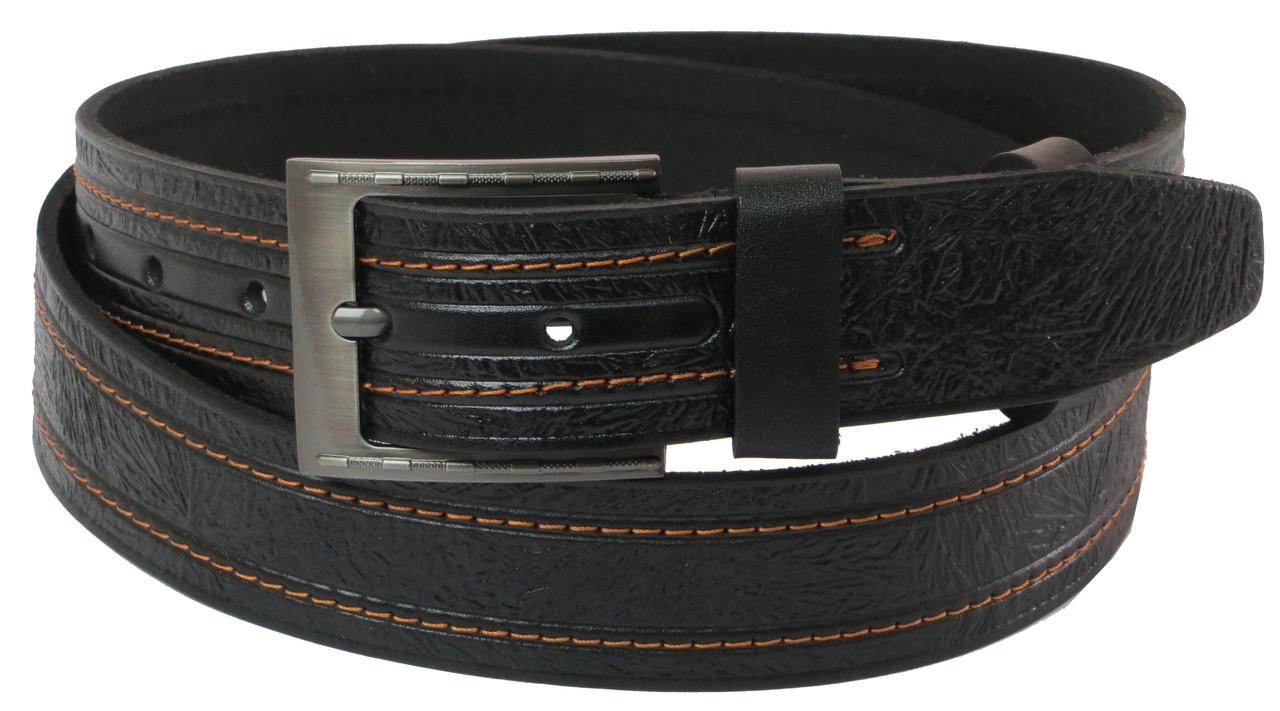Ремень мужской Skipper 1013-38 под джинсы натуральная кожа 3,8 см Черный