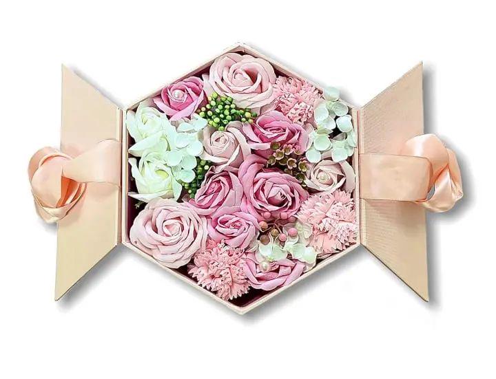 Подарочный набор роз Forever I love you 19х19 см ручной работы Розовый