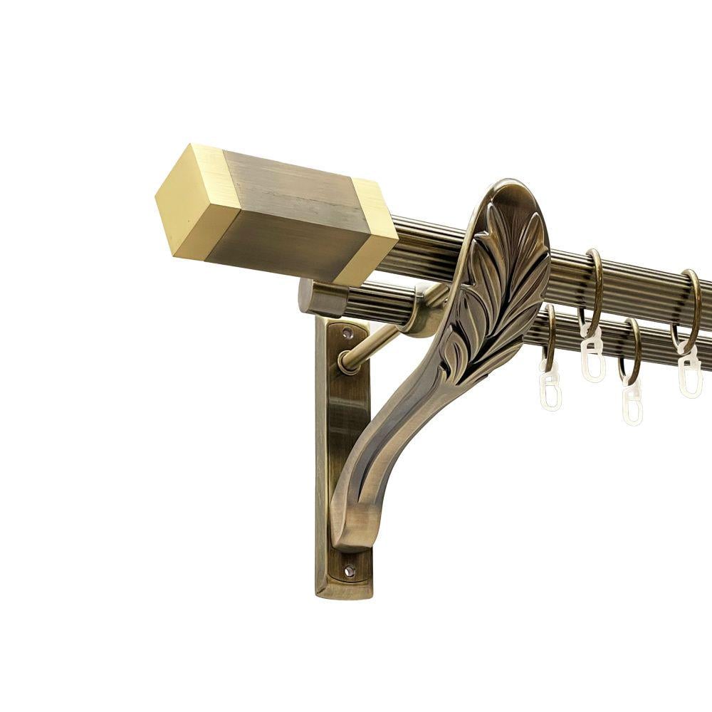 Карниз Orvit Квадро металевий дворядний ретро рифлена труба кільце металеве 25/19 мм 160 см Антик (00-00018388)