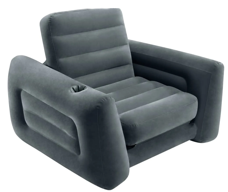 Надувне крісло Intex 66551 з ПВХ із спинкою до 100 кг 224х117х66 см Чорний (34-9-66551)