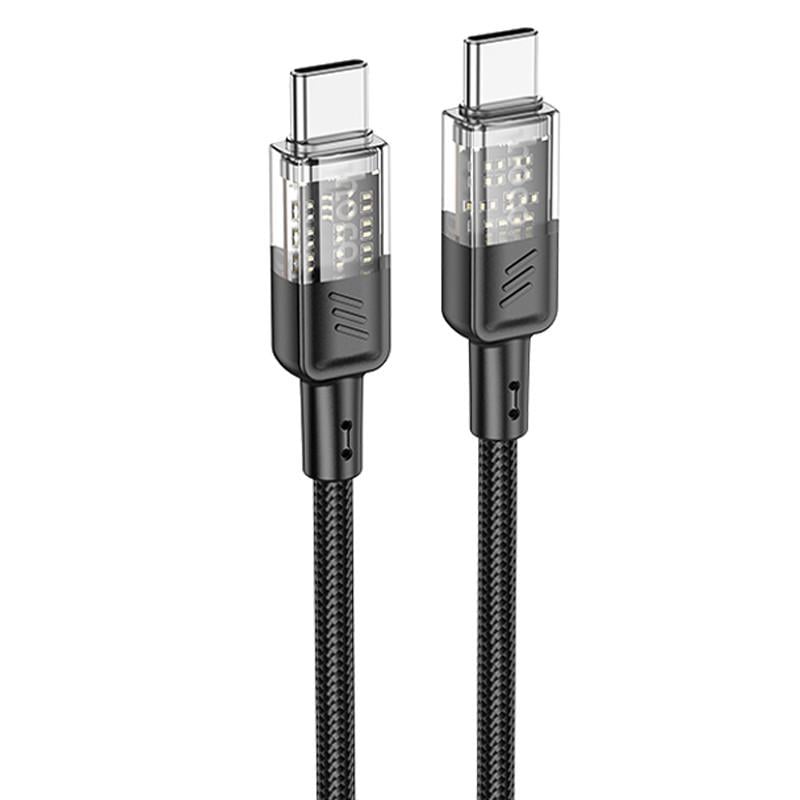 Дата-кабель Hoco U129 Spirit Transparent Type-C to Type-C 60W 1,2 м Black (00000071076_3)