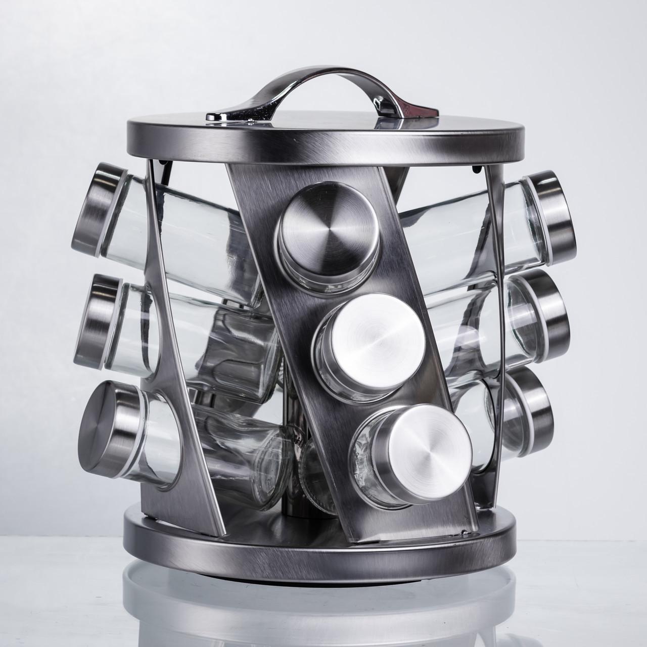 Карусель для спецій 12 баночок по 100 мл Хром (HP-1368)