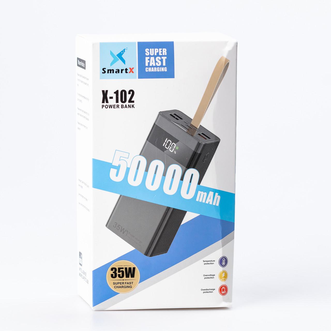 Повербанк Smart X X102 с фонариком Туре-С и Micro USB 3 шнура в комплекте 50000 mAh - фото 4