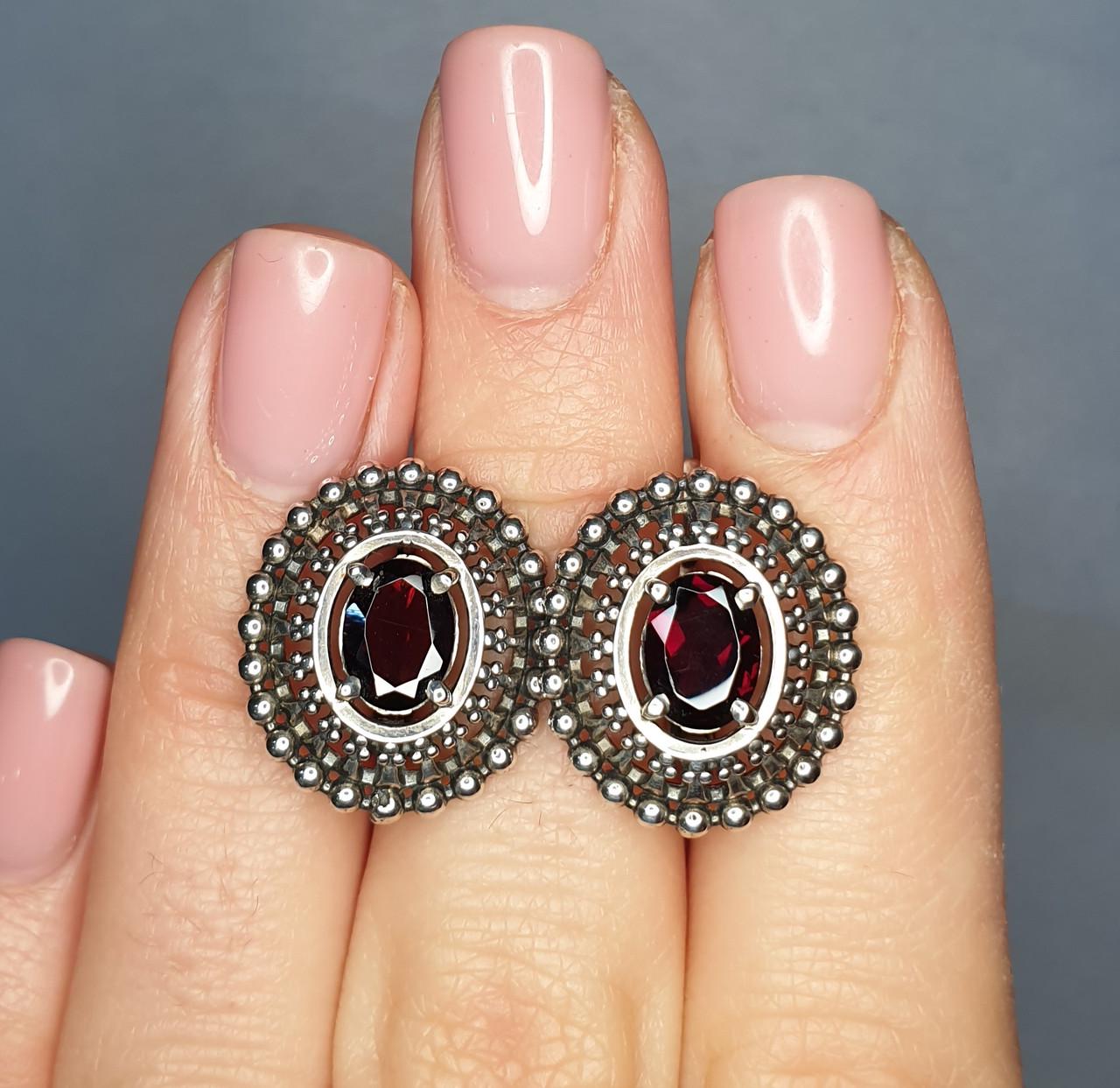Серьги серебряные с гранатом 6,04 г (1356921062)