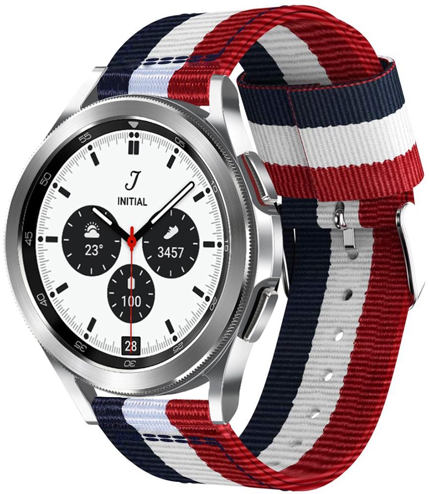 Браслет тканевый Canvas для Galaxy Watch 4 Classic 42 мм Red/White/Blue (23487)