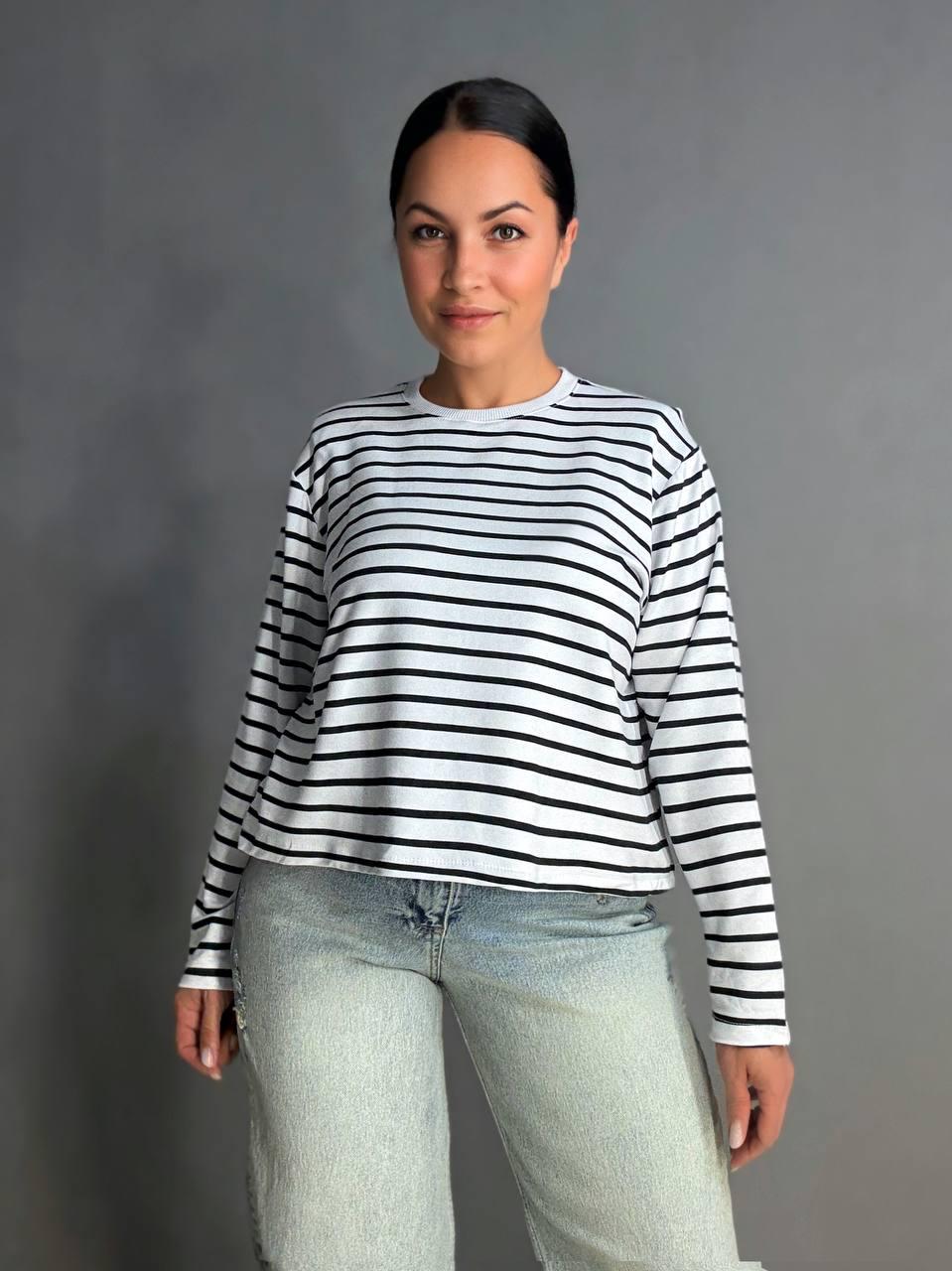 Лонгслів жіночий KEYYMOD 34094 реглан в смужку з підплічниками вільний крій оверсайз M Білий (1508) - фото 7 Лонгслів жіночий KEYYMOD 34094 реглан в смужку з підплічниками вільний крій оверсайз M Білий (1508) - фото 7