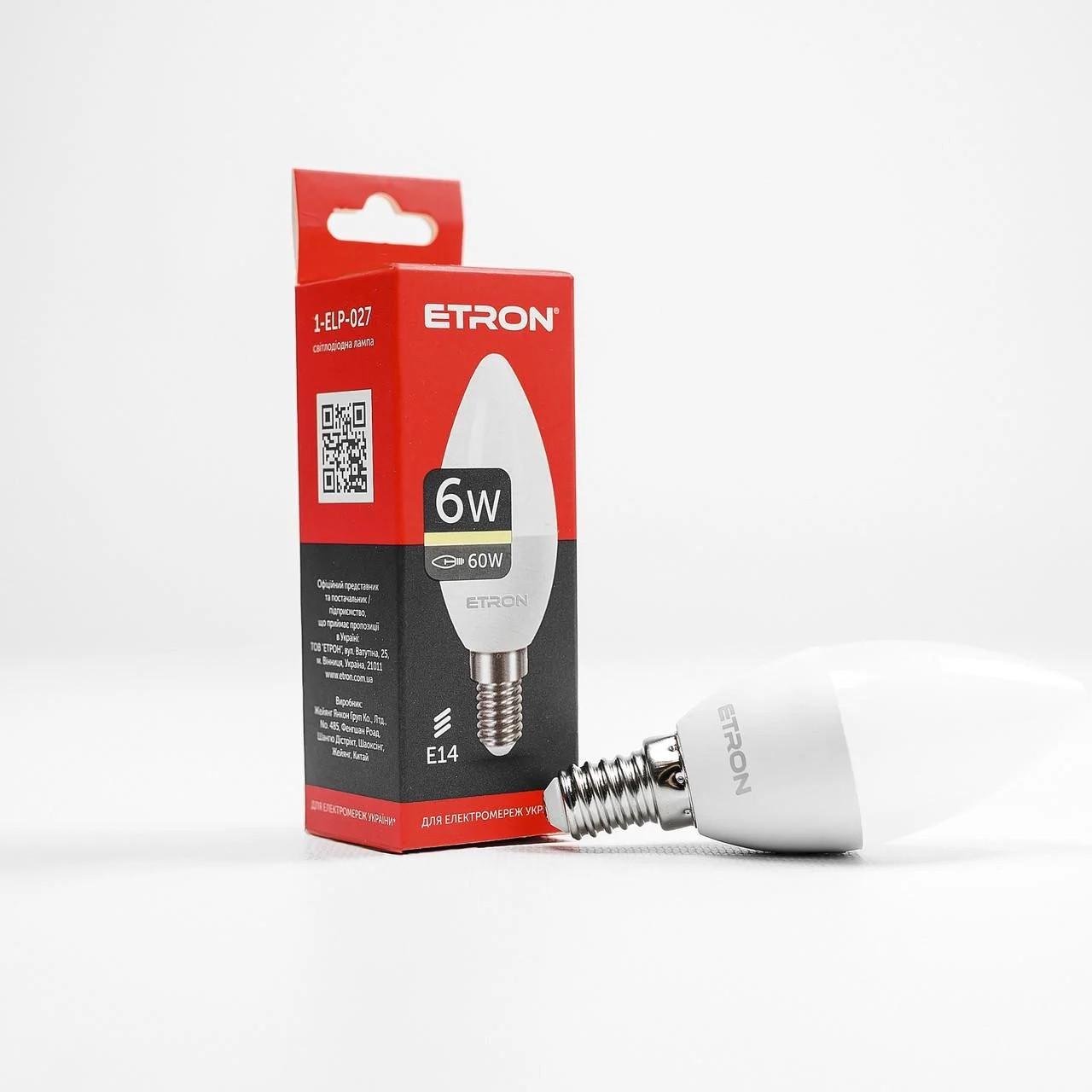 Лампа LED ETRON Light 1-ELP-027 C37 6W 3000K 220V E14 Лампа LED ETRON Light 1-ELP-027 C37 6W 3000K 220V E14
