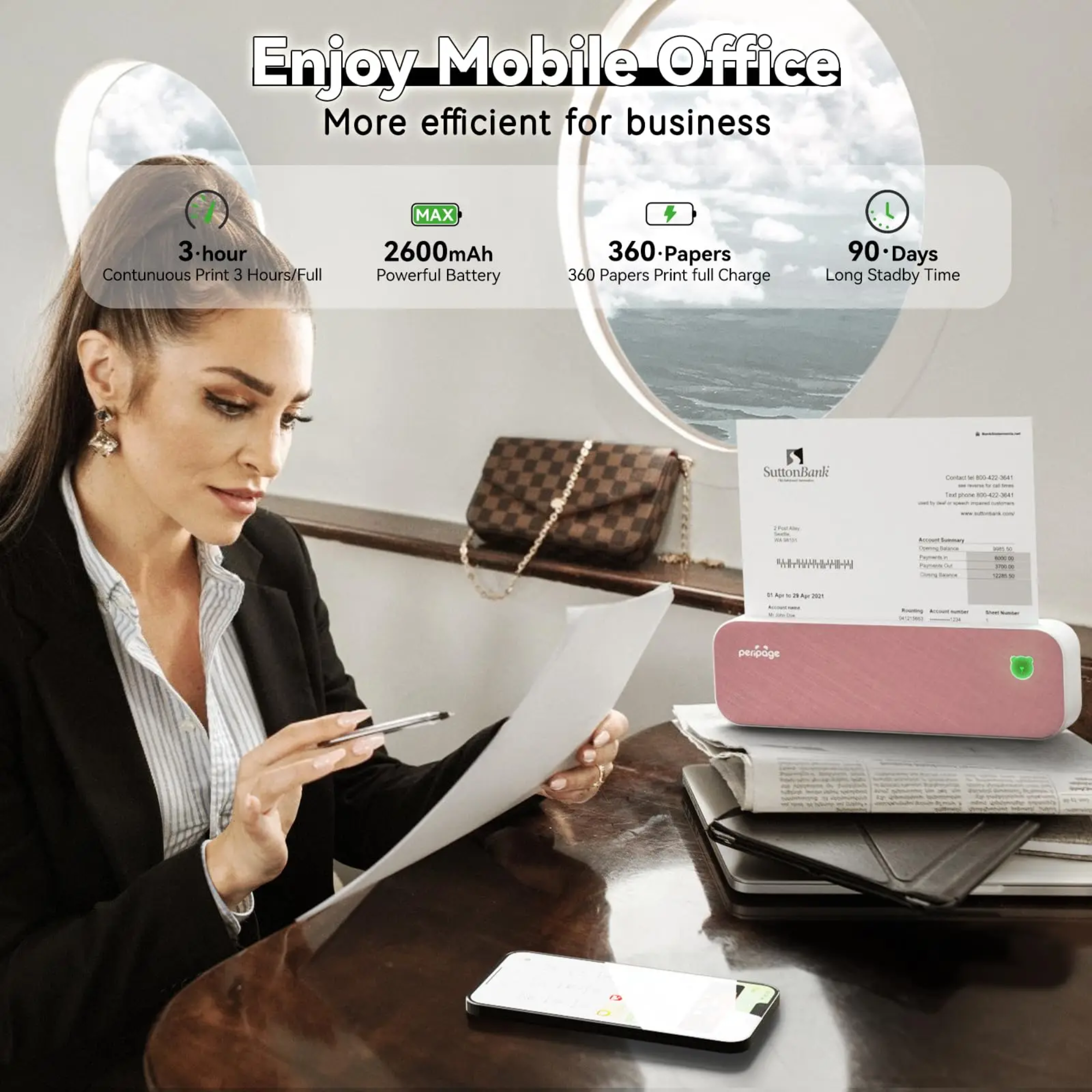 Термопринтер портативный беспроводной PeriPage A40 чехол/2 рулона термо бумаги/5 листов бумаги для трансфера тату Pink (GS-262) - фото 4 Термопринтер портативный беспроводной PeriPage A40 чехол/2 рулона термо бумаги/5 листов бумаги для трансфера тату Pink (GS-262) - фото 4