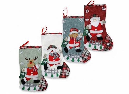 Набір різдвяних шкарпеток декоративних для каміна та подарунків 4 шт. Різнокольоровий