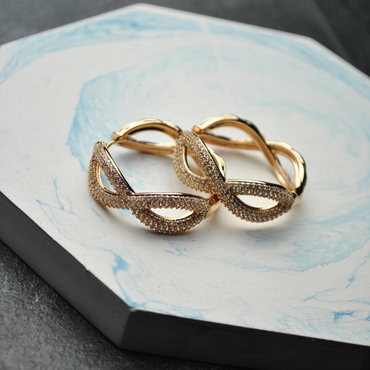 Сережки кільця великі нескінченність медична сталь позолота (x162)