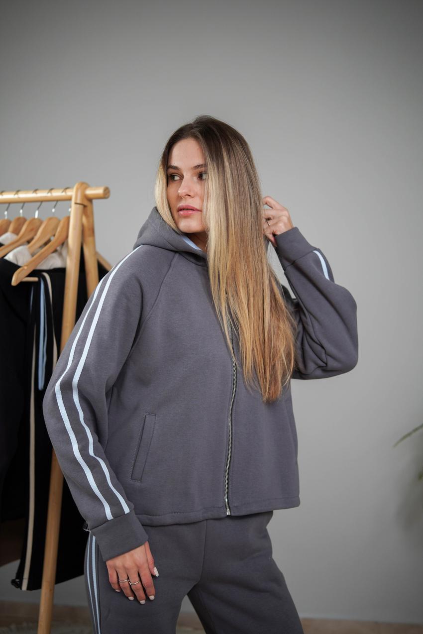 Костюм женский М208.4 на замке с начесом стальной 3XL Серый (1030-1-65) - фото 6