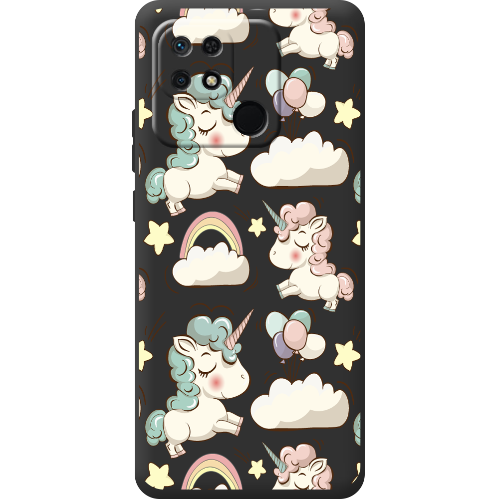 Чехол BoxFace Xiaomi Redmi 10C Unicorns Черный силикон (44304-cc2-44307)