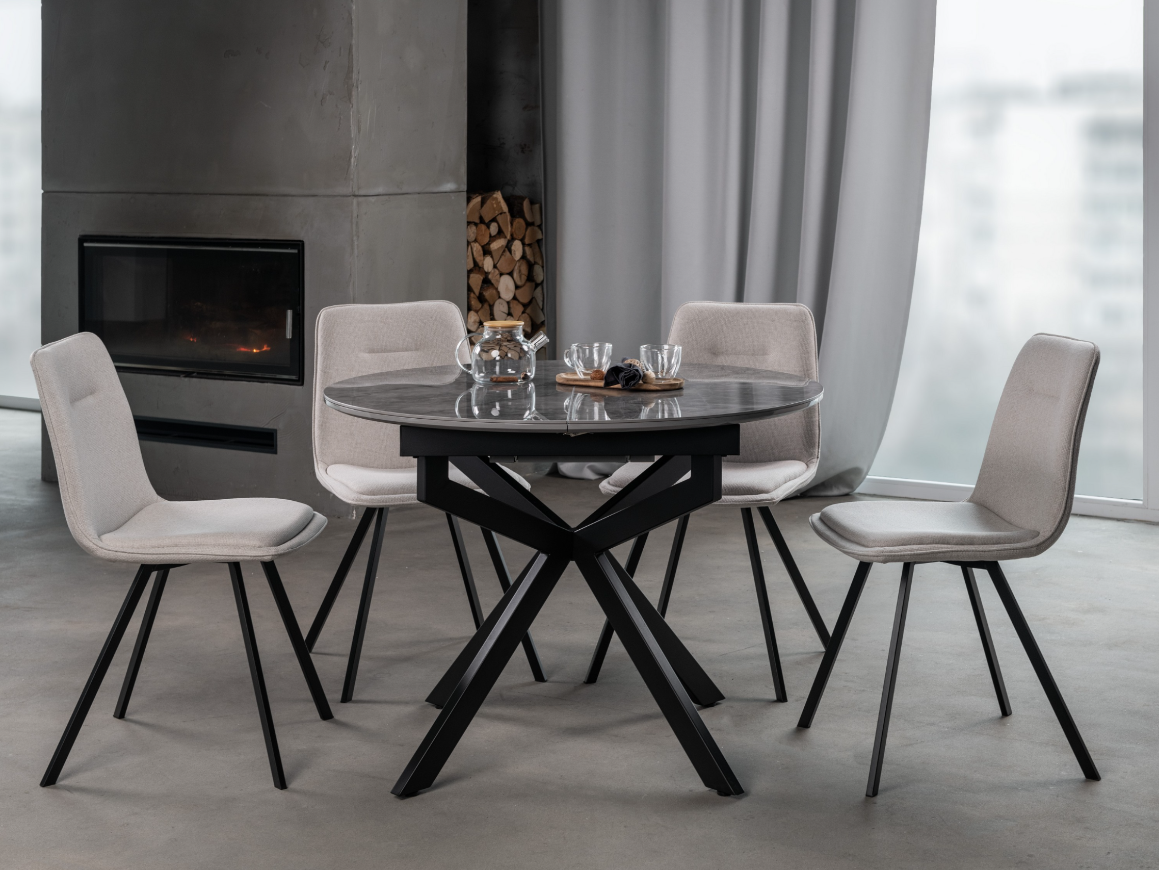 Обідній стіл круглий Vetro Mebel Офелія 1050/1380/760 мм Спайдер грей/Чорний (TML-1250) - фото 8 Обідній стіл круглий Vetro Mebel Офелія 1050/1380/760 мм Спайдер грей/Чорний (TML-1250) - фото 8