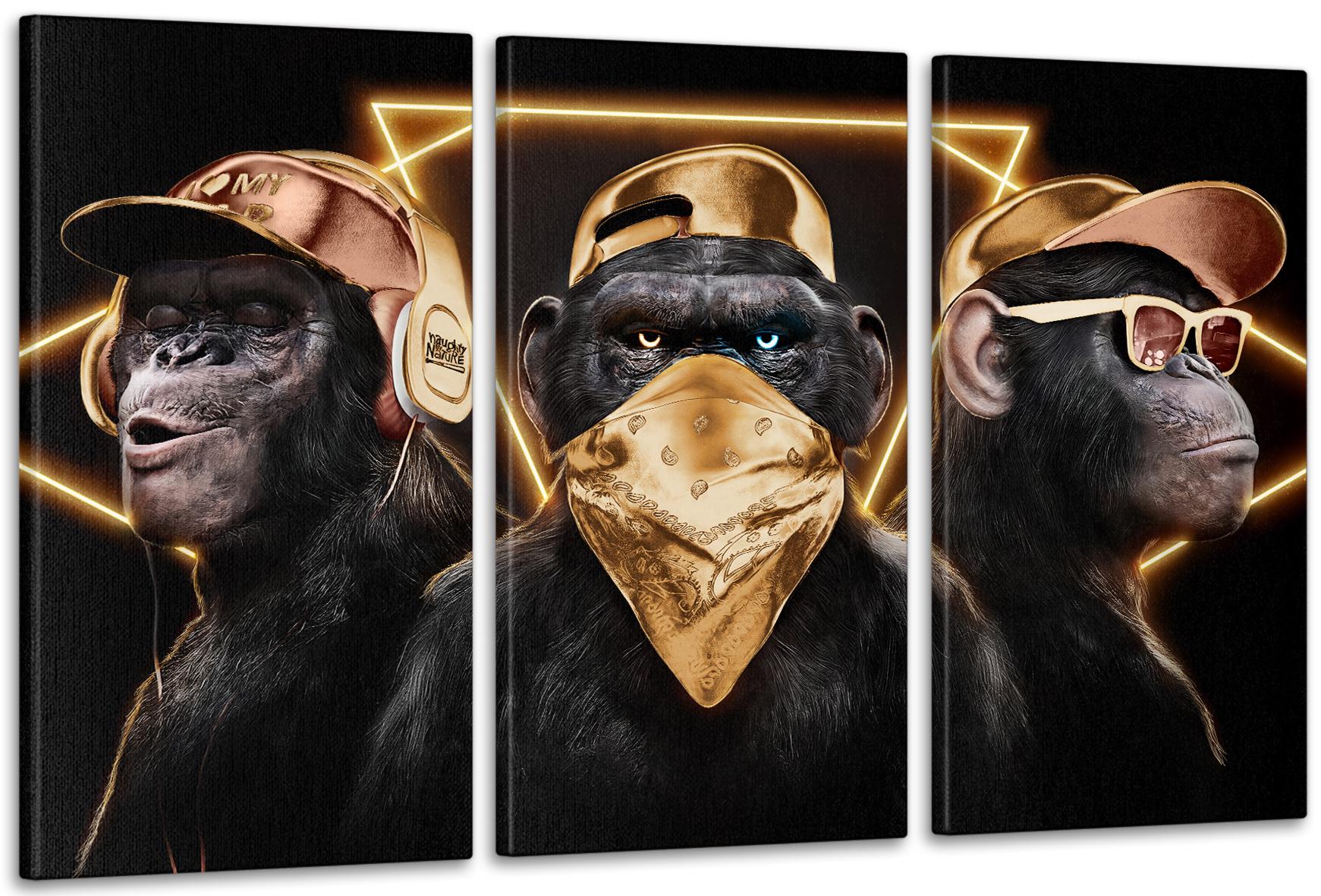 Картина модульная в гостиную/спальню Обезьяны 70х130 см (ART-031_3A)