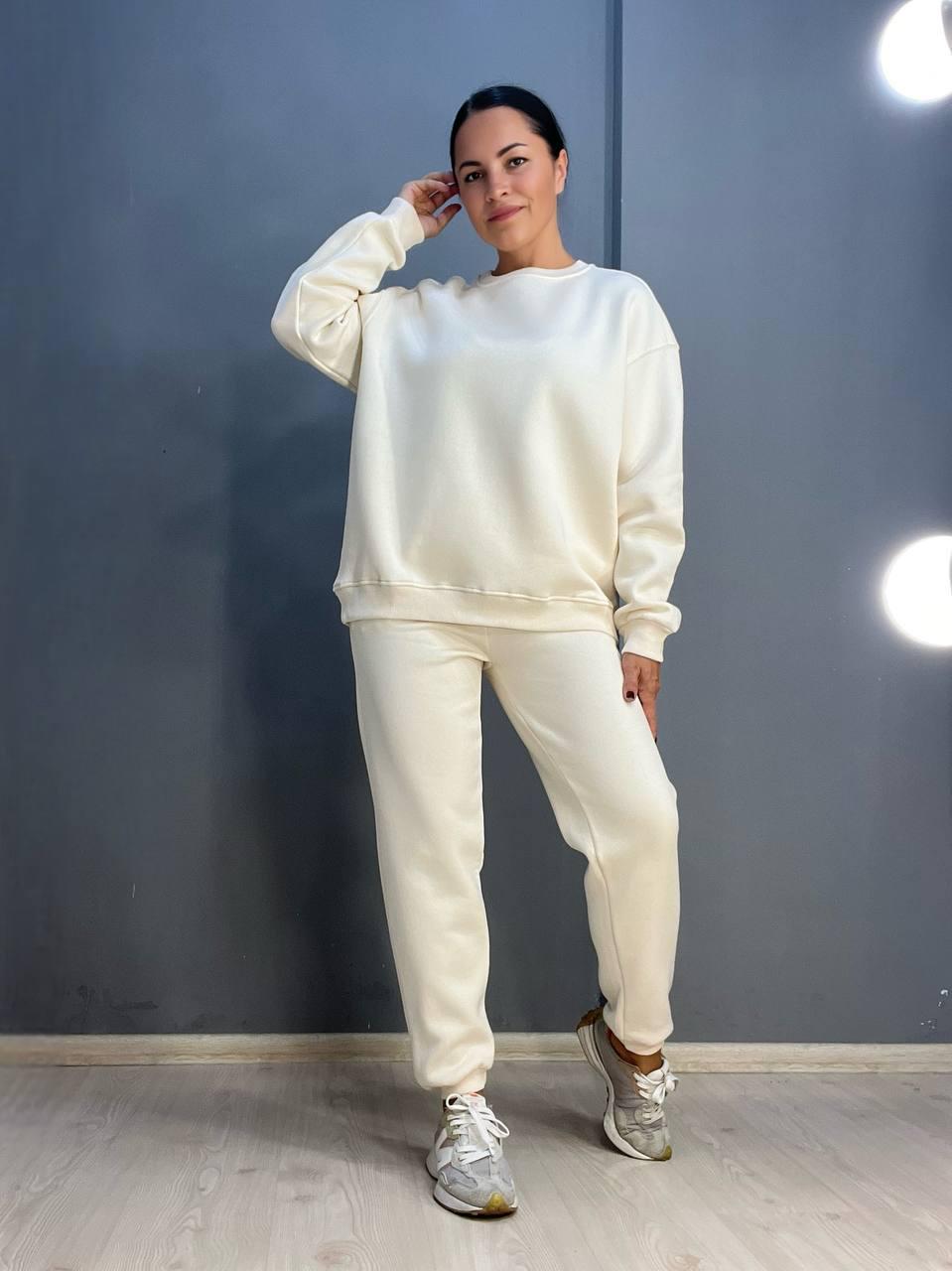 Брюки женские PEPPER MINT 24-13 спортивные джоггеры резинка на талии утепленные S Молочный (921) - фото 3 Брюки женские PEPPER MINT 24-13 спортивные джоггеры резинка на талии утепленные S Молочный (921) - фото 3