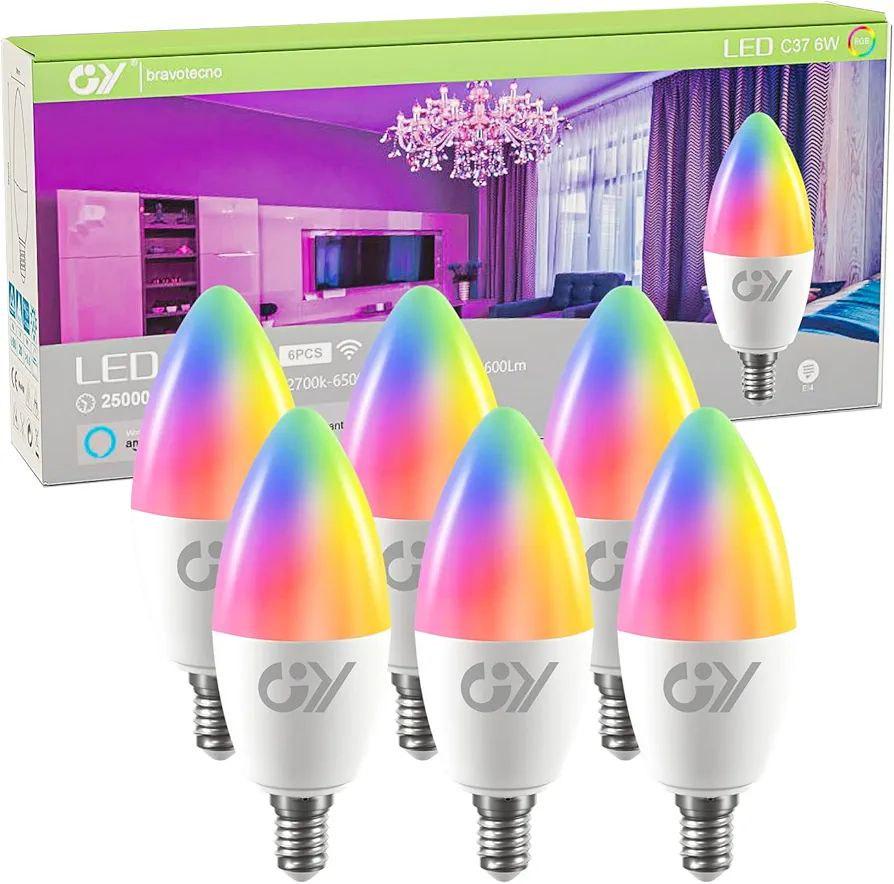Комплект ламп розумних LED GY Smart Bulb E14 RGB C37 з Wi-Fi керуванням 6 шт. (33467573) Комплект ламп розумних LED GY Smart Bulb E14 RGB C37 з Wi-Fi керуванням 6 шт. (33467573)