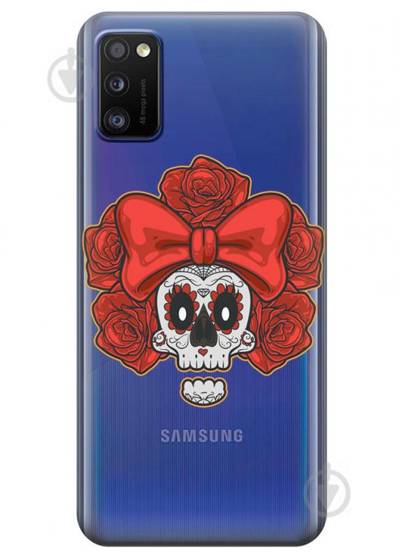Прозрачный силиконовый чехол iSwag для Samsung Galaxy A41 с рисунком - Готический череп (KS3104)