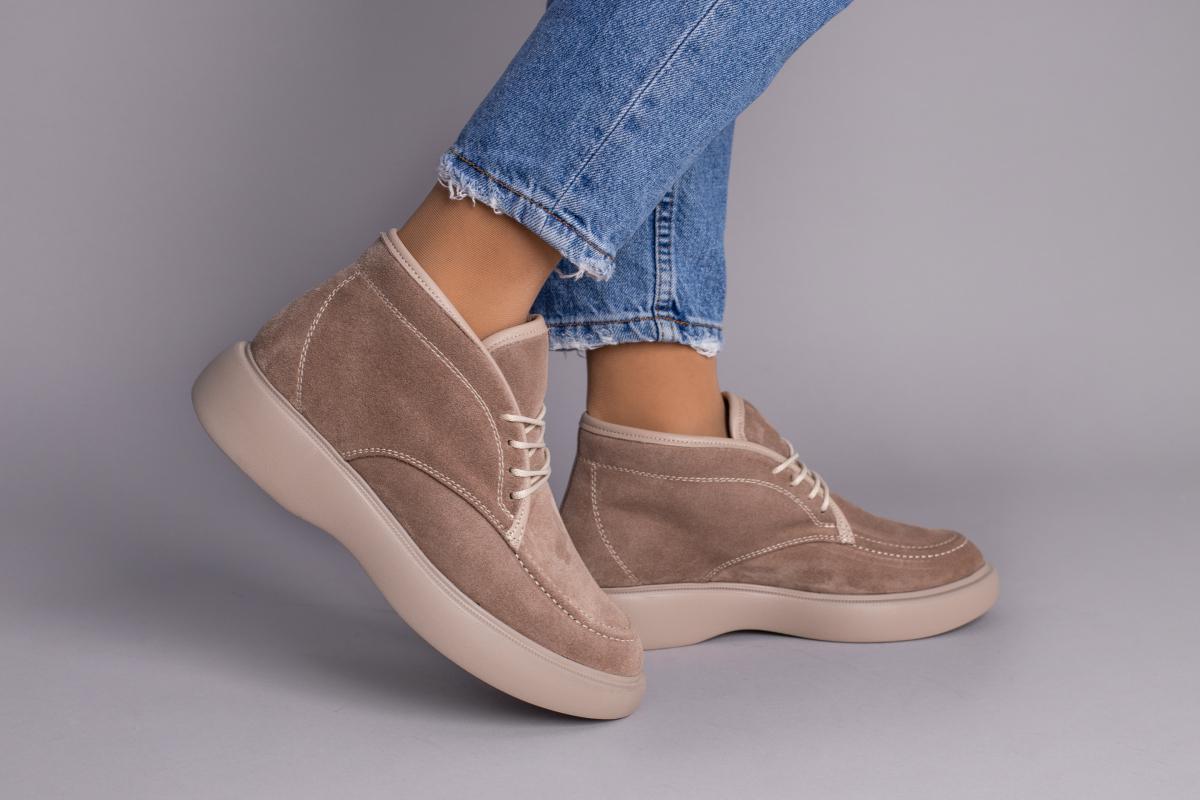 Черевики жіночі замшеві зимові р. 38 Бежевий (5733-1з/38)