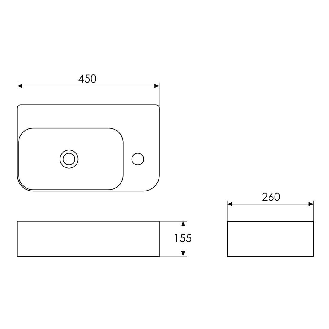 Умывальник подвесной Imprese i11511 450x260x155 мм Белый (161465) - фото 2 Умывальник подвесной Imprese i11511 450x260x155 мм Белый (161465) - фото 2