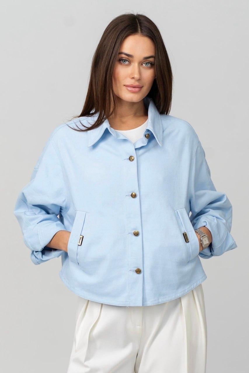 Кроп-жакет жіночий джинсовий oversize XL Ніжно-блакитний (33297863)