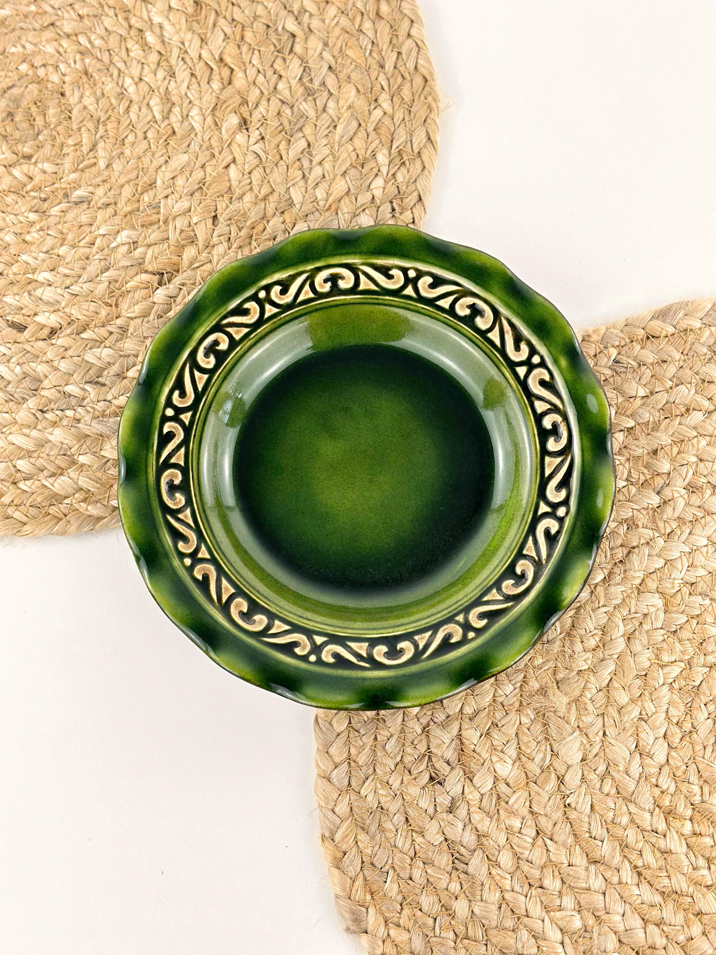 Тарелка обедняя глубокая глиняная Гражда 20 см Зеленый (17012-3)