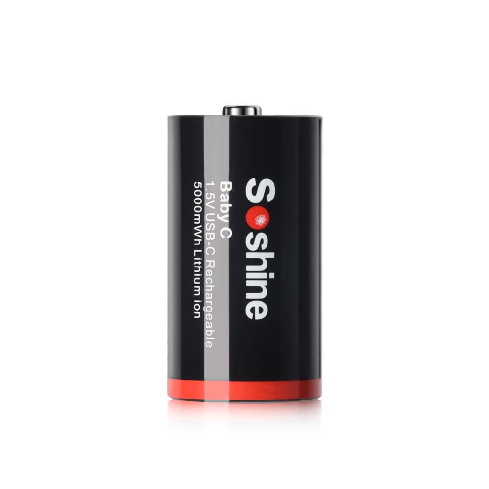 Аккумулятор Soshine C-1,5-5000USB C/LR14 Li-Ion 1,5V USB-C зарядка 5000 mWh 2,2A (25994170)