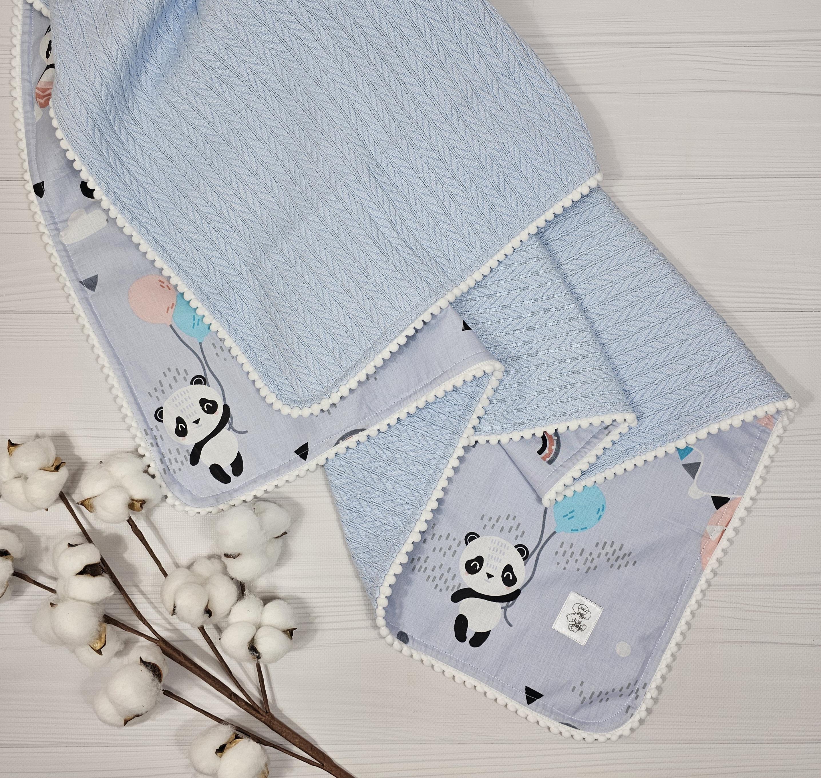 Плед для малюка 80х100 см A.L.Babybox Панда на кульках Блакитний (26236329)