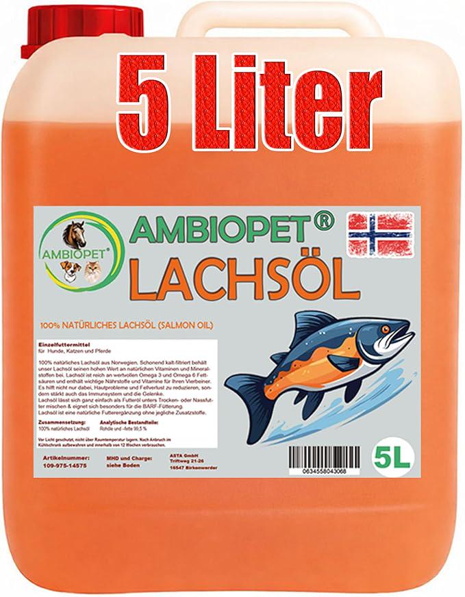 Масло лососевое Ambiopet для собак/котов/лошадей 5 л (27732967)