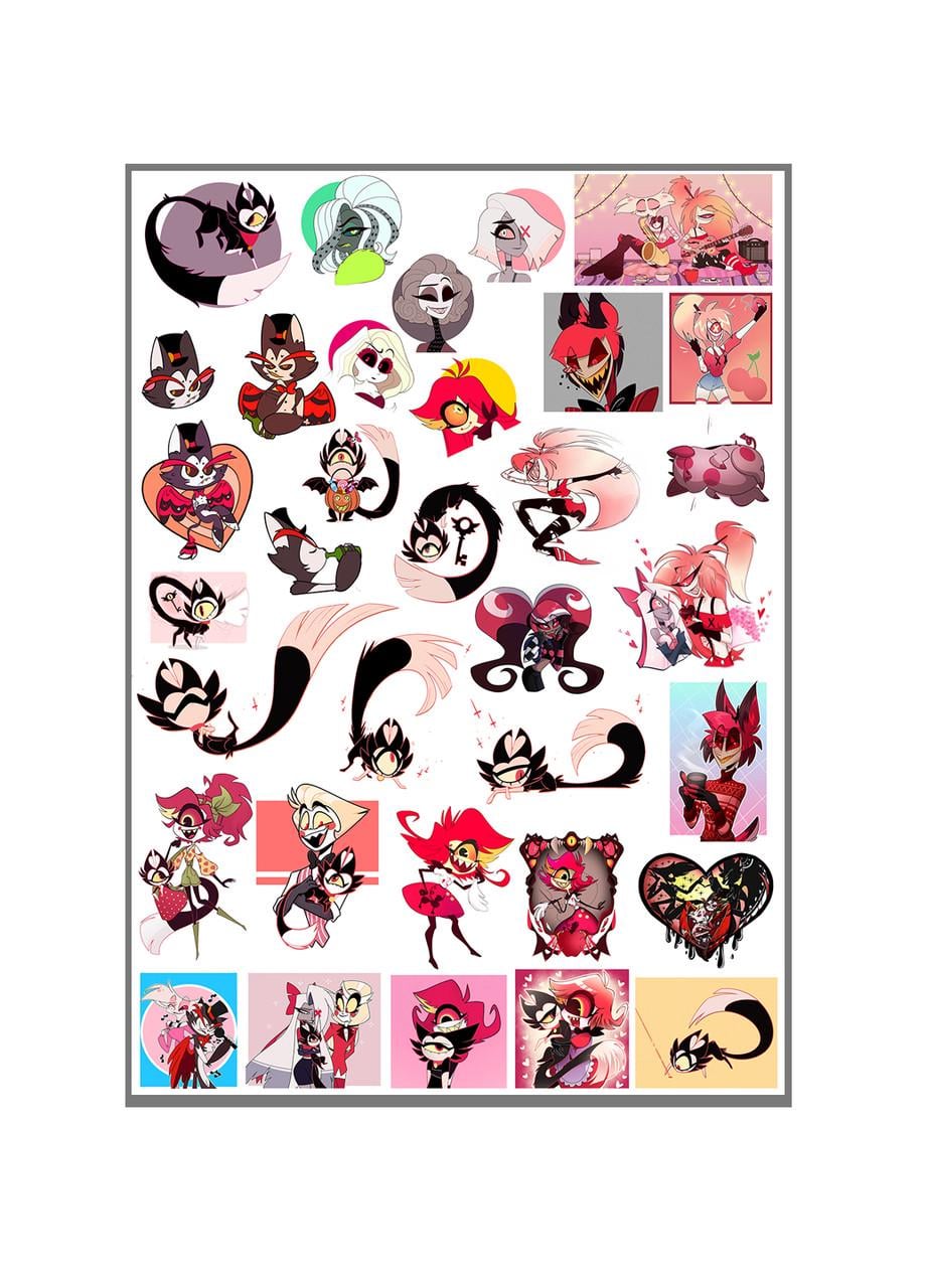 Стикеры наклейки Отель хазбин Hazbin Hotel А3 лист (stik_302)