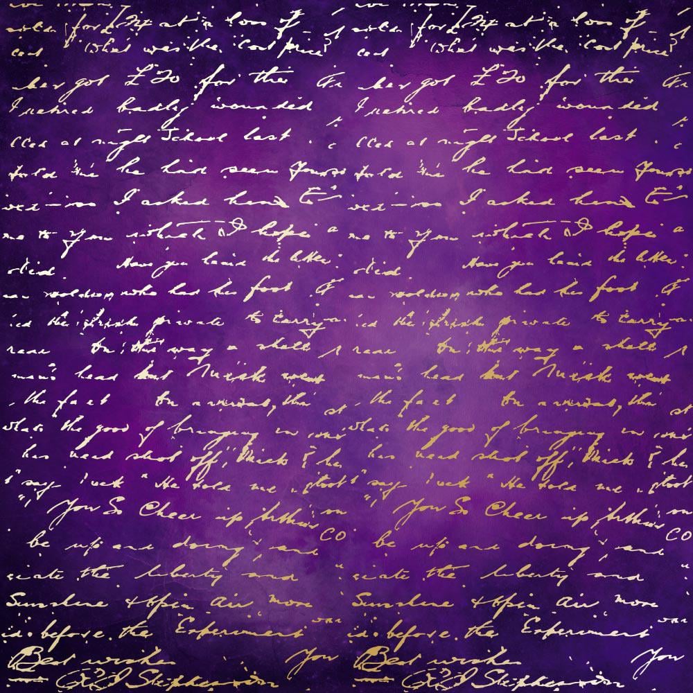 Лист бумаги односторонний Golden Text с фольгированием 30,5х30,5 см Violet/Aquarelle