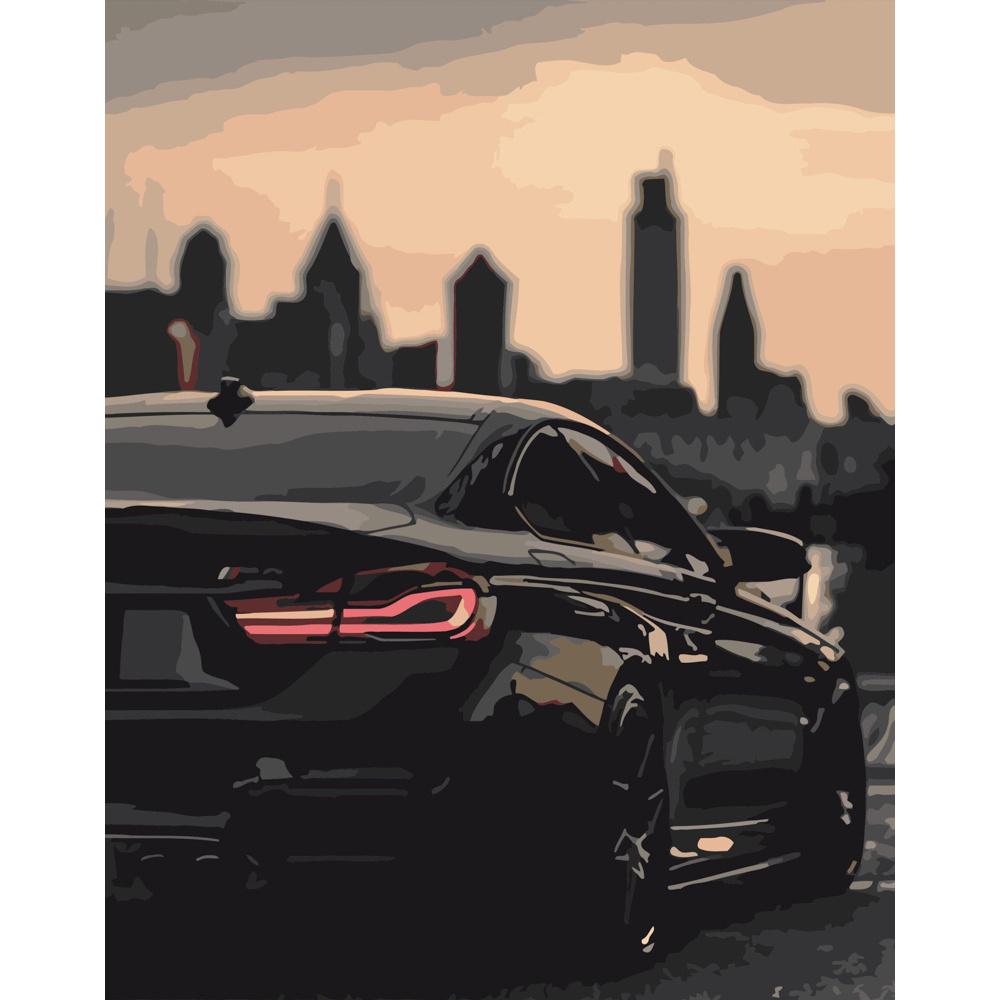 Картина по номерам Strateg Премиум Авто и город 40х50 см (DY284)