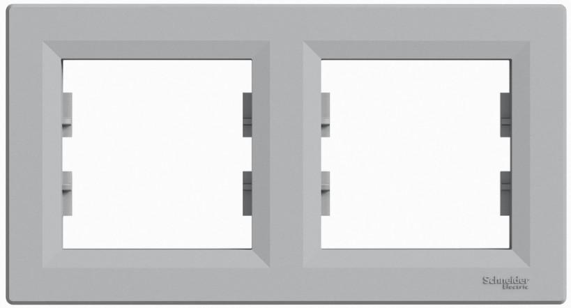 Рамка Schneider Electric двухместная Asfora горизонтальная ABS Алюминий (EPH5800261)