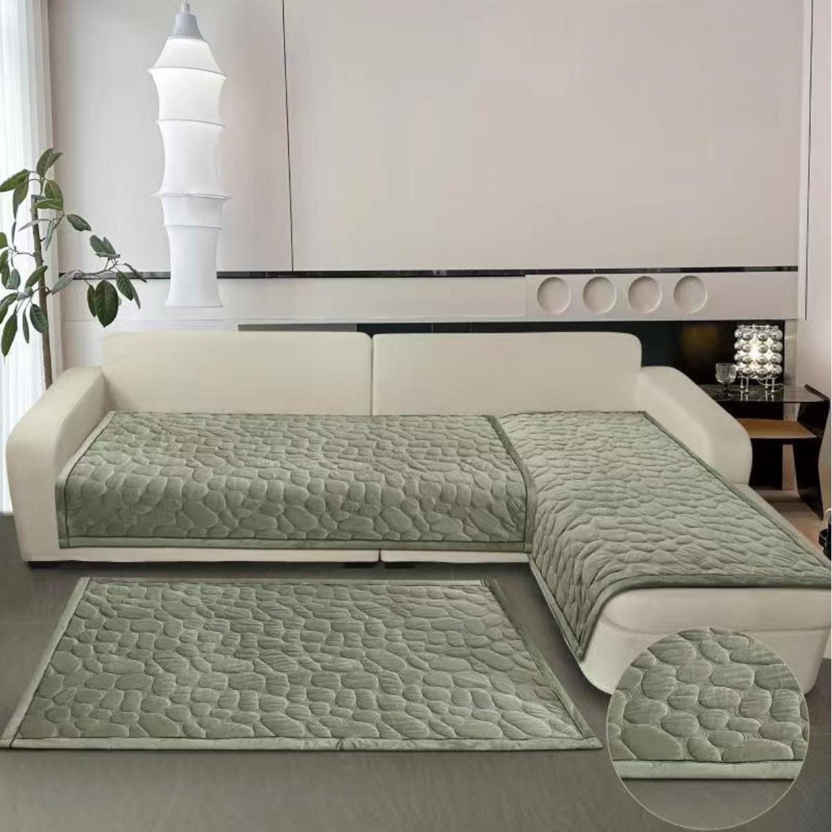 Покривало Koloco на диван/крісло велюр 3 шт. Оливковий (39418) - фото 2 Покривало Koloco на диван/крісло велюр 3 шт. Оливковий (39418) - фото 2