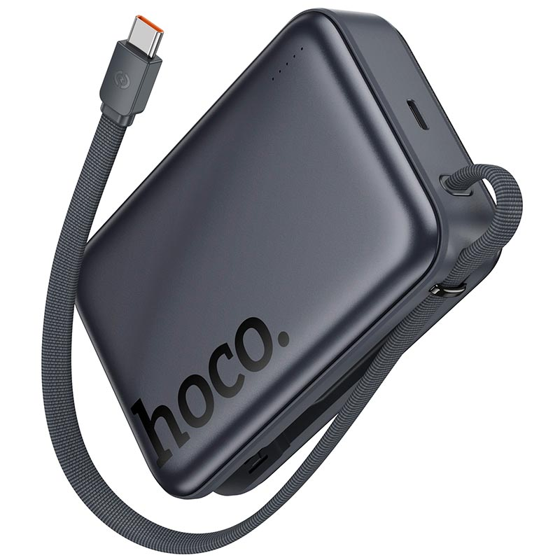 Повербанк Hoco Q44A с беспроводной зарядкой и встроенным кабелем 20000 mAh 45W Серый (UPN16101)