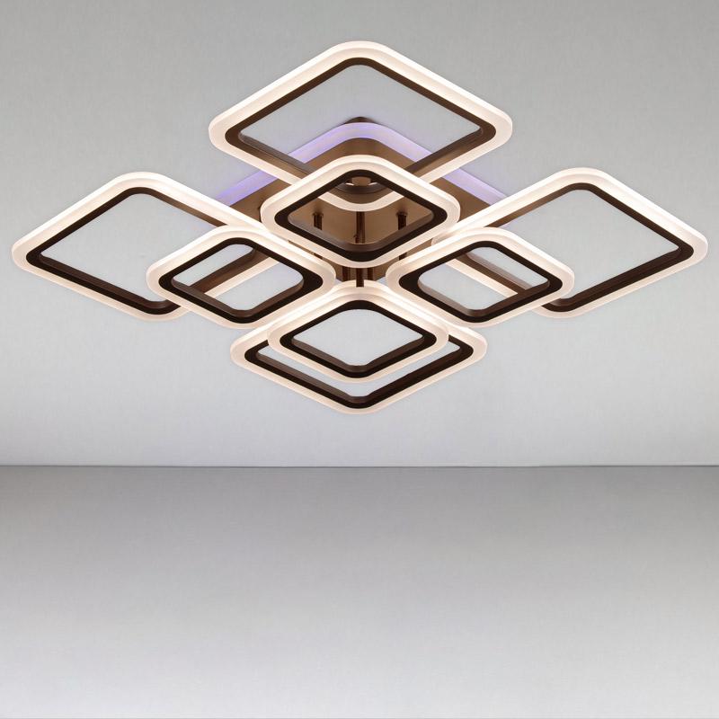 Люстра стельова LED з диммером та RGB з підсвічуванням Light House SL-18185/4+4B 192W 3000-6000 H120хL600хW600 мм Кавовий