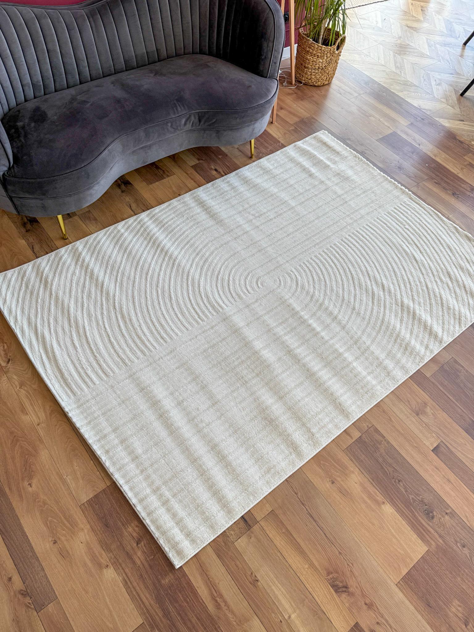 Ковер рельефный с геометрическим узором прямоугольный 300х400 см Кремовый