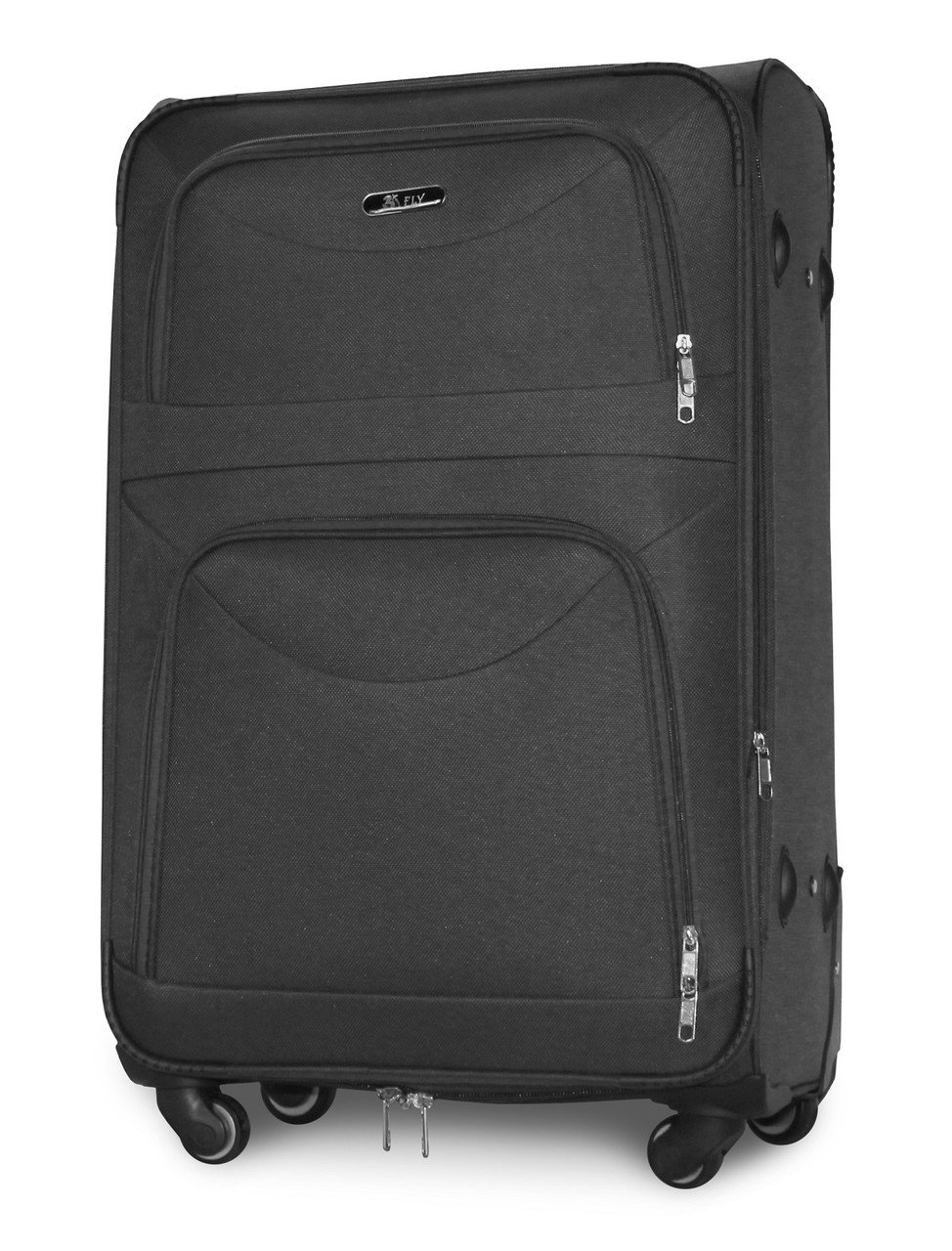 Чемодан тканевый Fly 6802 большой на 4 колесах 74х48х30 см 90 л Темно-серый