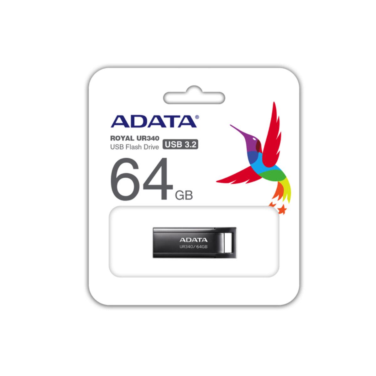 Флеш-пам'ять USB ADATA USB 3.2 UR340 64 Gb Black (585166) - фото 1