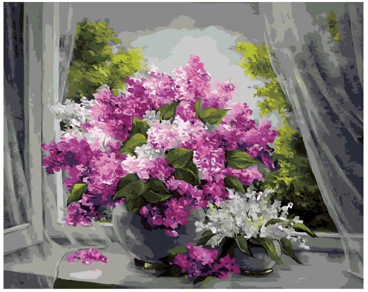 Картина по номерам Brushme Сирень на окне (GX8592) Картина по номерам Brushme Сирень на окне (GX8592)