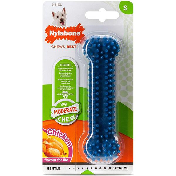 Игрушка для собак жевательная Nylabone Moderate Chew Dental Bone со вкусом курицы