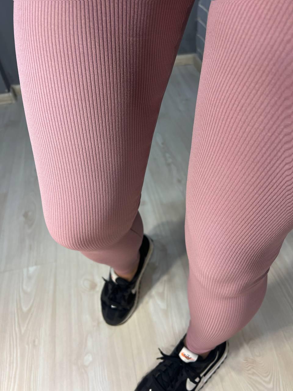 Лосини жіночі LADY HUREM 2395 рубчик широкий пояс утеплені XL Рожевий (1094) - фото 4