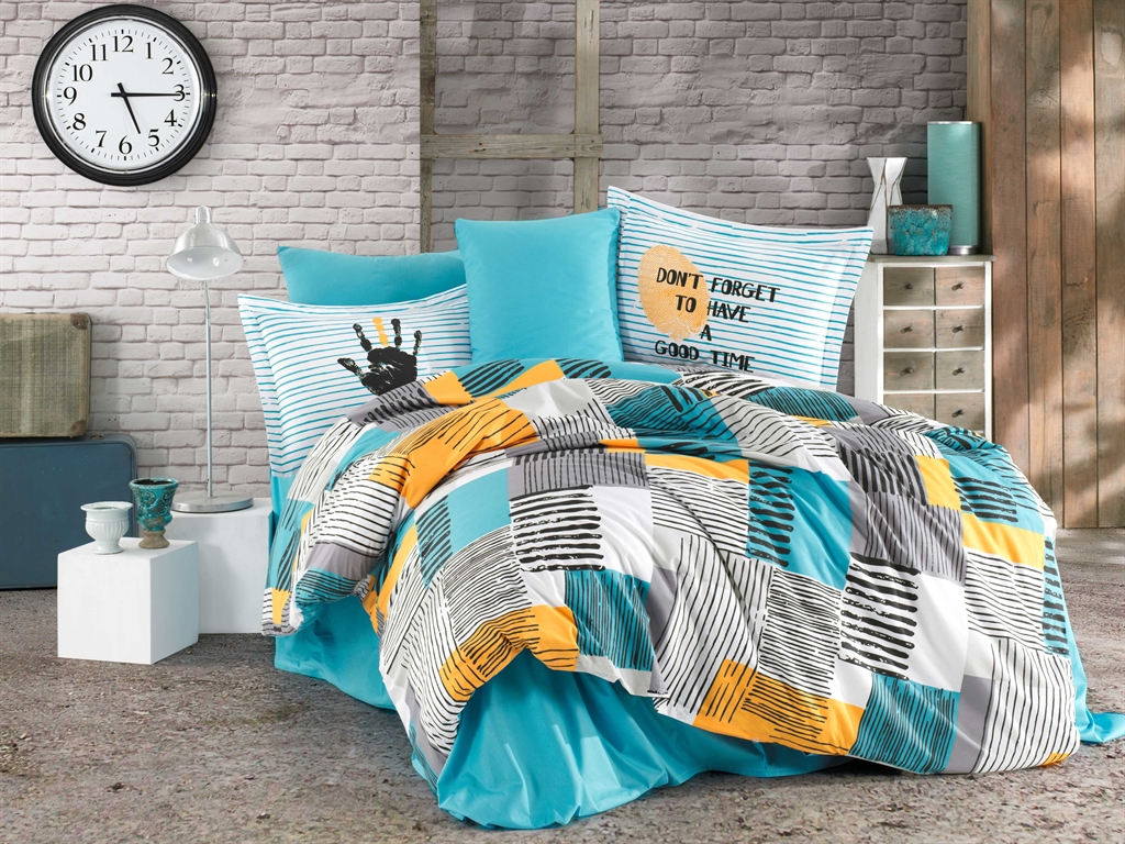Комплект постельного белья Hobby Poplin Bermuda 200х220 см/50х70 см 2 шт. Бирюзовий