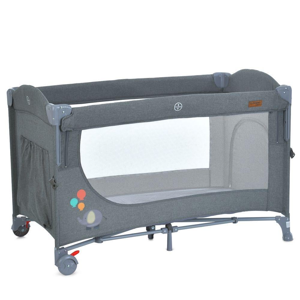 Манеж-кровать детская El Camino ME 1098 UNITY+ Gray текстильный с колесами 128х70х88 см Серый (150-7-ME 1098 UNITY+ Gray)
