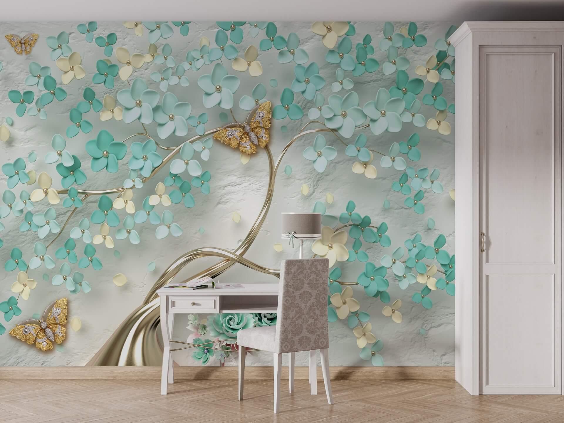 Фотошпалери флізелінові Styleo Print-walls М'ятні квіти 0318 400х250 см (Pw-0318/4)