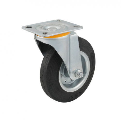 Ролик промышленный Sigma на металлической платформе d 150 мм 180 мм резиновый с площадкой Черный (714954)