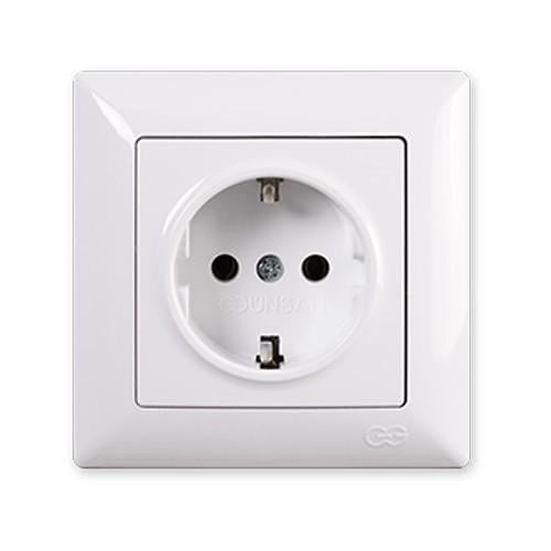 Розетка одинарная с заземлением Gunsan Visage Белый (VS 28 11 115)