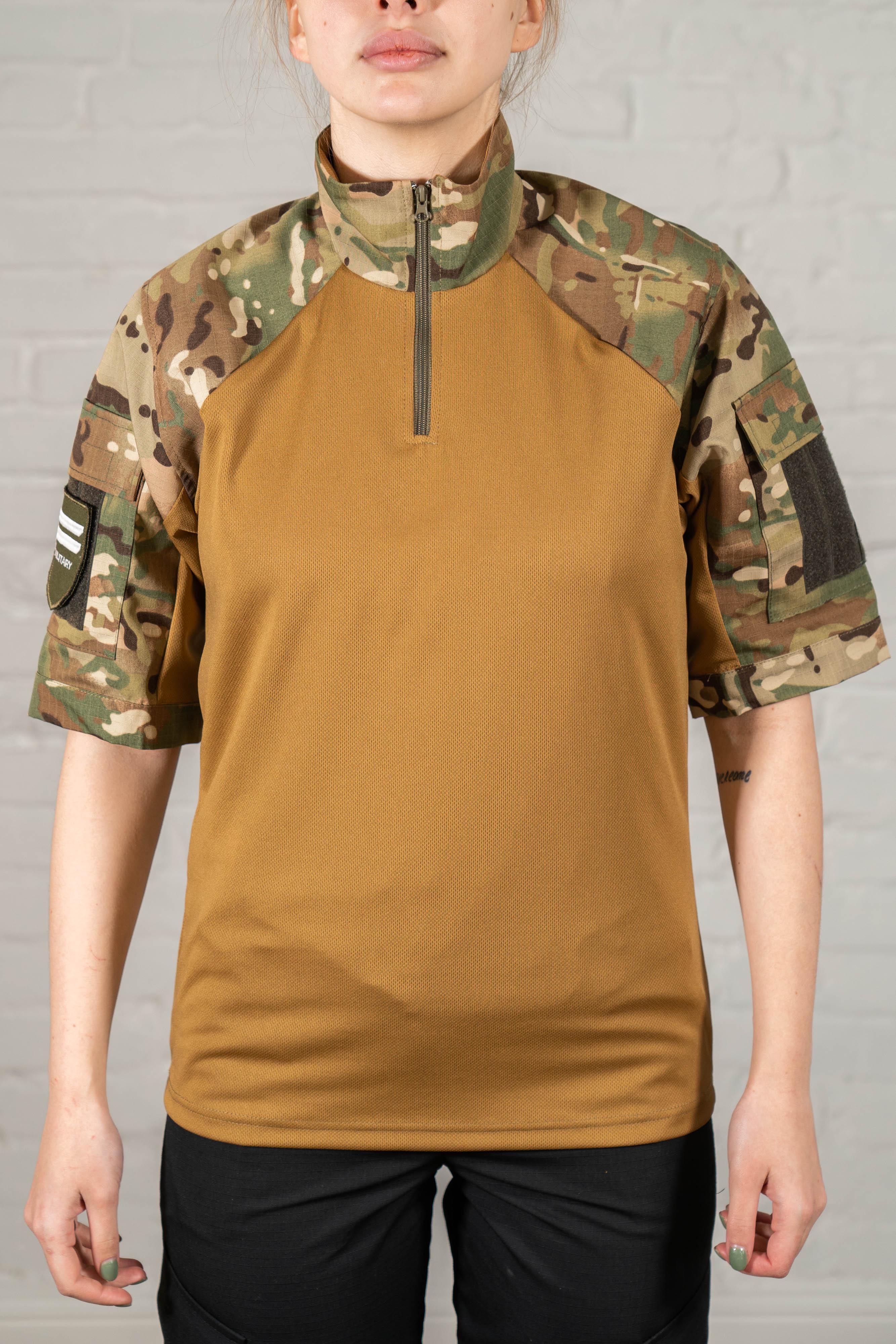 Убакс армейский женский Tactical с коротким рукавом и молнией CoolMax/Ripstop M Мультикам/Койот (649-M)